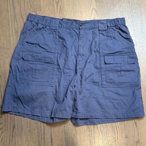 Croft & Barrow Men's Blue Cargo Shorts Elastic Waist Size 42 100% Cotton